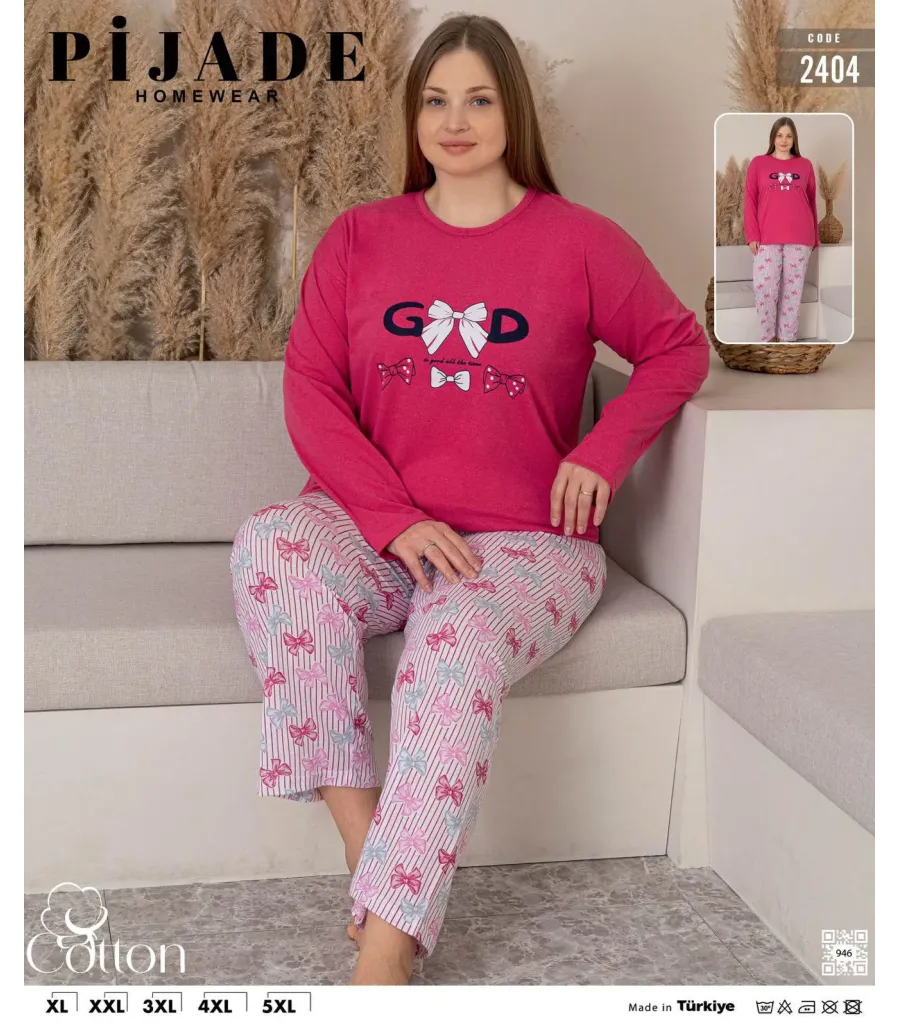 KSM Kadın Uzun Kol Battal Pijama Takımı KSM13