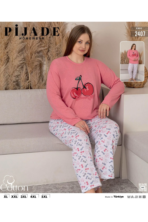 KSM Kadın Uzun Kol Battal Pijama Takımı KSM9