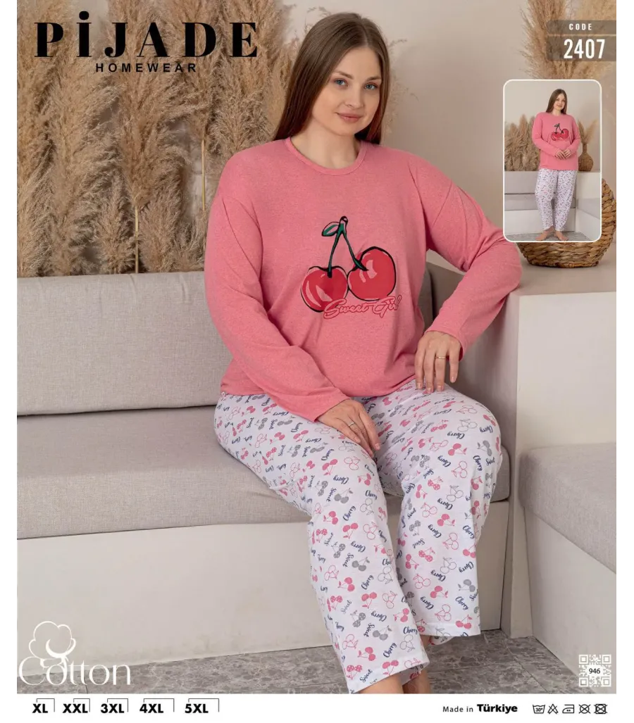 KSM Kadın Uzun Kol Battal Pijama Takımı KSM9