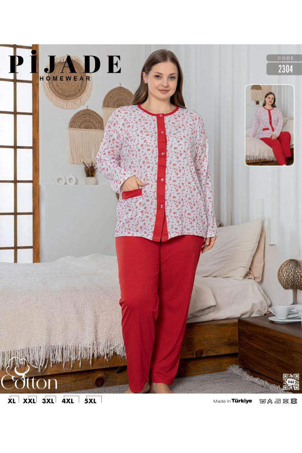 KSM Kadın Battal Düğmeli Pijama Takımı KSM43