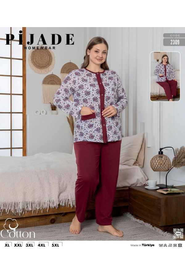 KSM Kadın Battal Düğmeli Pijama Takımı KSM47