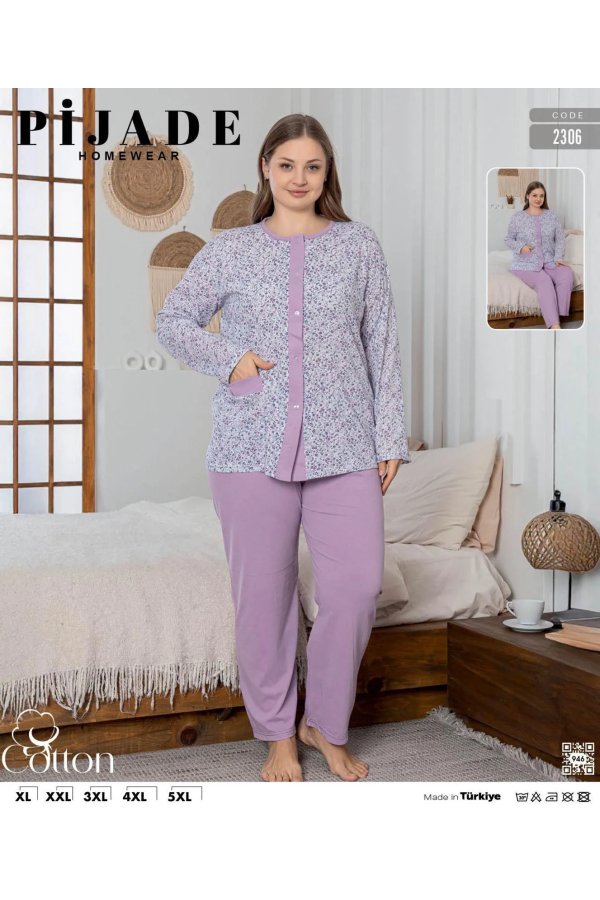 KSM Kadın Battal Düğmeli Pijama Takımı KSM41