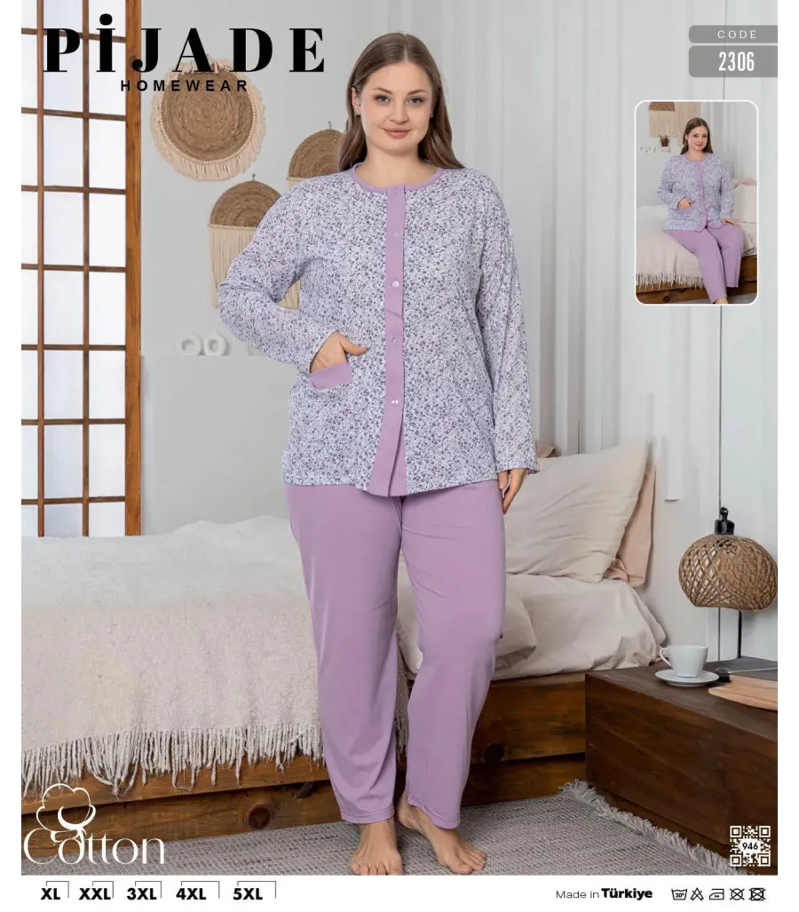 KSM Kadın Battal Düğmeli Pijama Takımı KSM41