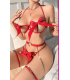 Nightlight Kırmızı Fiyonklu Harness Jartiyer Takım 8801