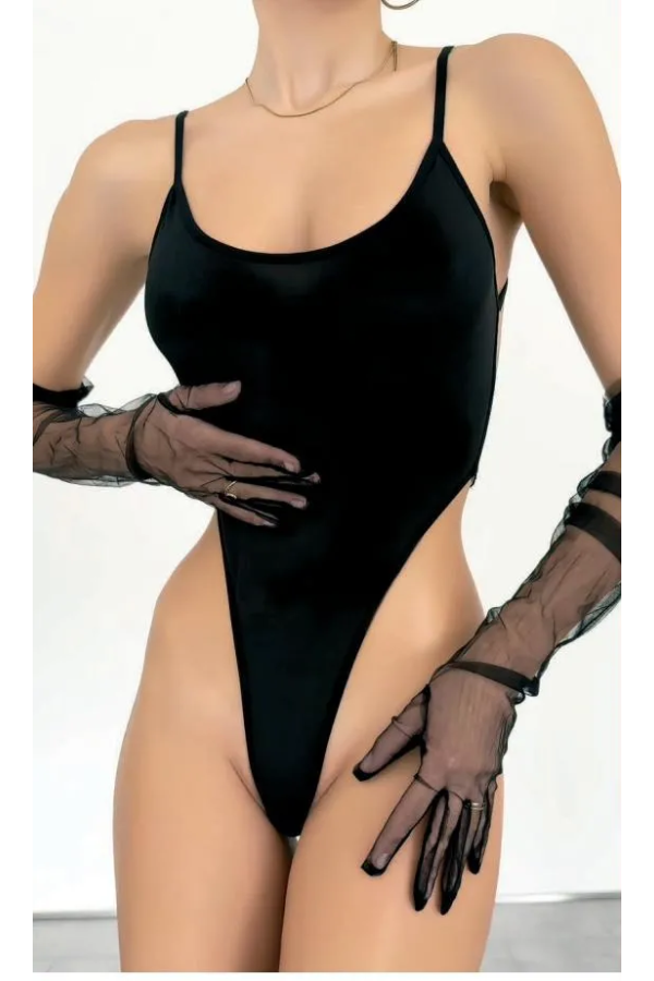 Nightlight Siyah Fileli Eldivenli Body 7018