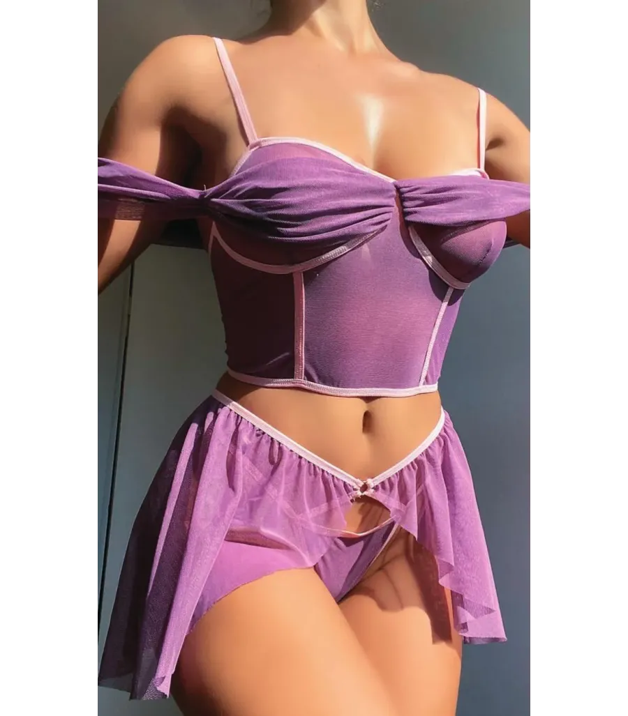 Nightlight 1064-1 Dantel İşlemeli Transparan Babydoll
