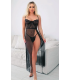 Nightlight 3639 Derin V Yaka Transparan Dantel Gecelik