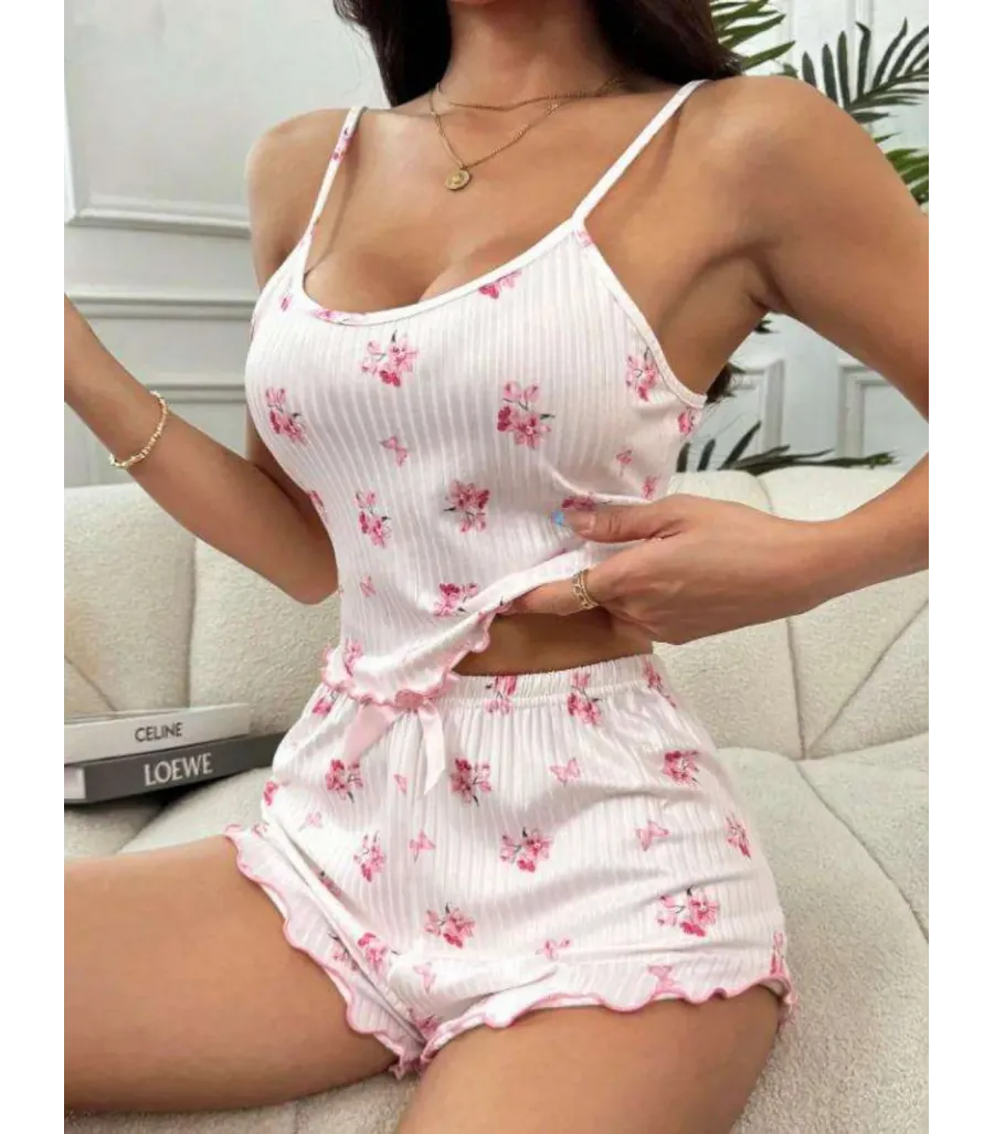 Passione Desenli Örme Şortlu Takım S-32