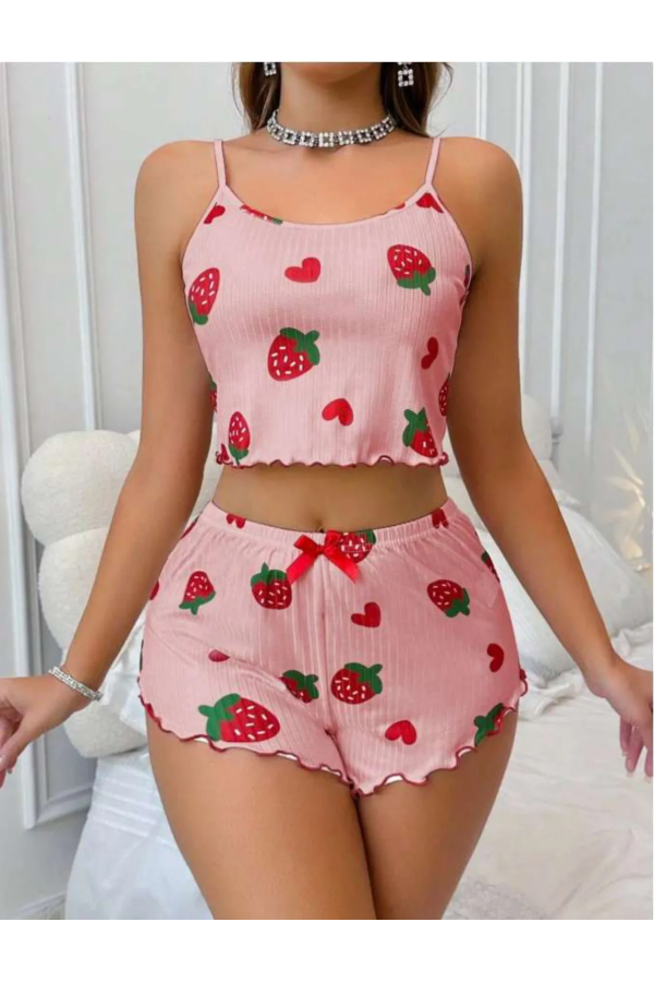 Passione Desenli Örme Şortlu Takım S-49