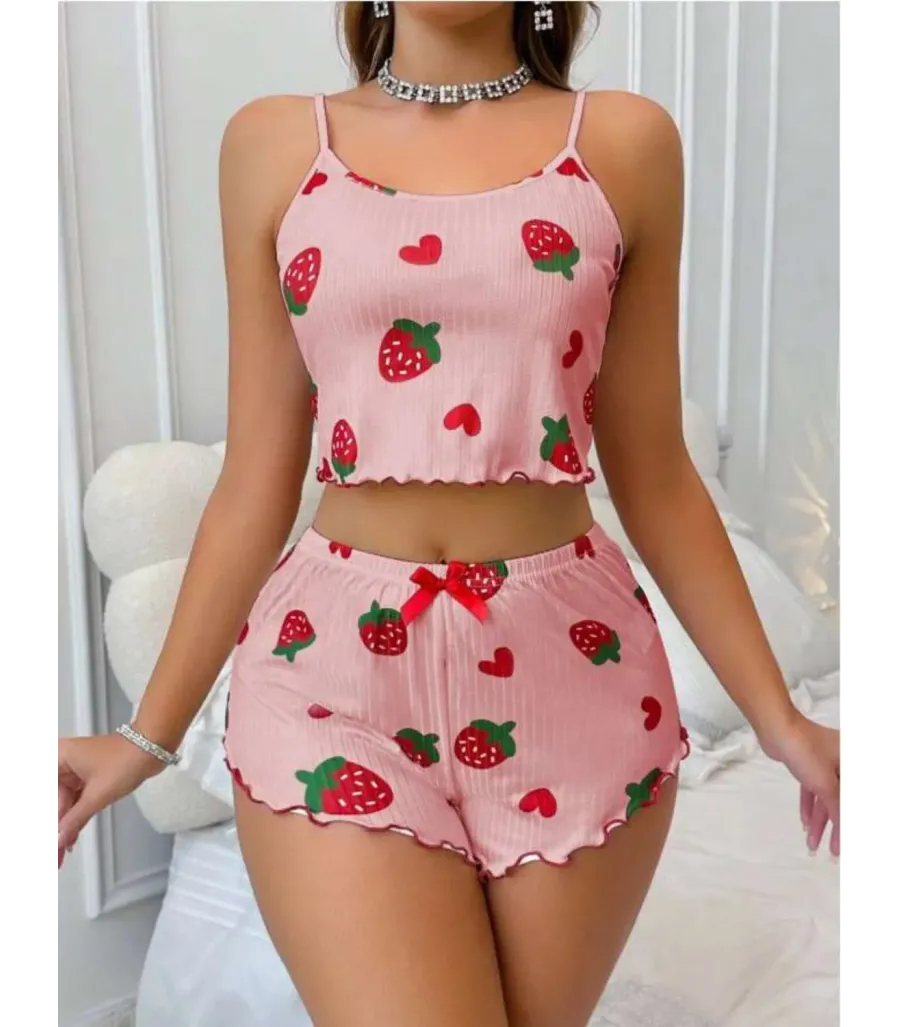 Passione Desenli Örme Şortlu Takım S-49