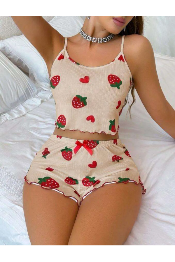 Passione Desenli Örme Şortlu Takım S-50