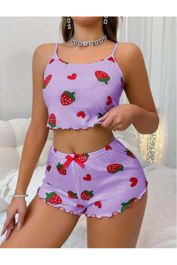 Passione Desenli Örme Şortlu Takım S-47