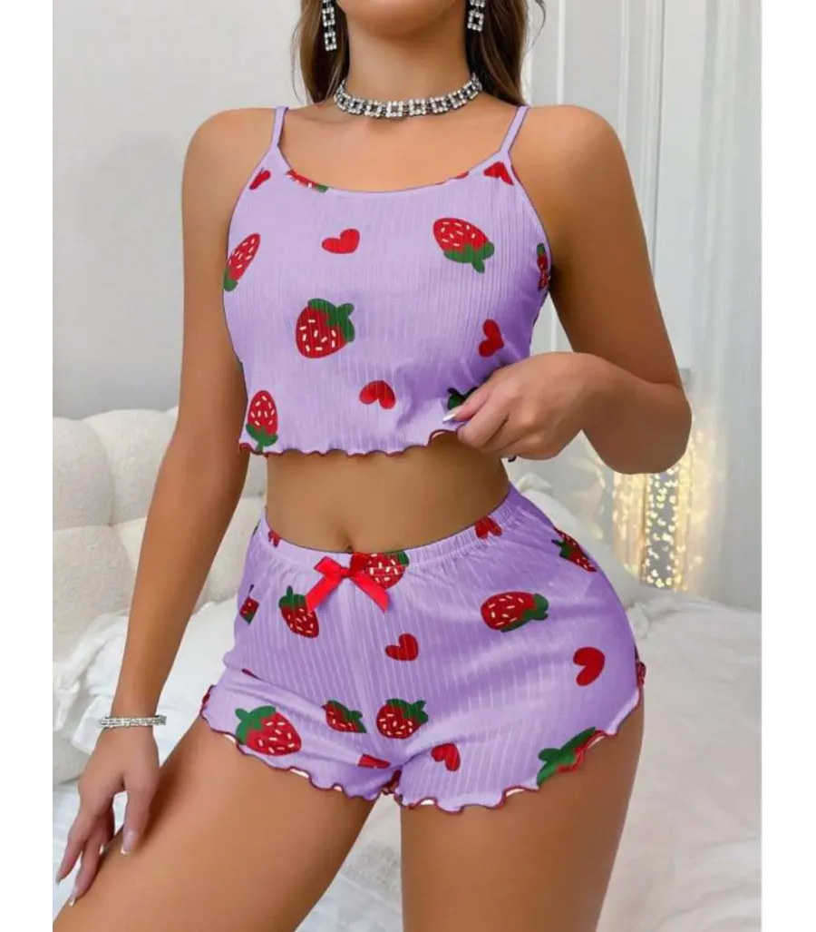 Passione Desenli Örme Şortlu Takım S-47
