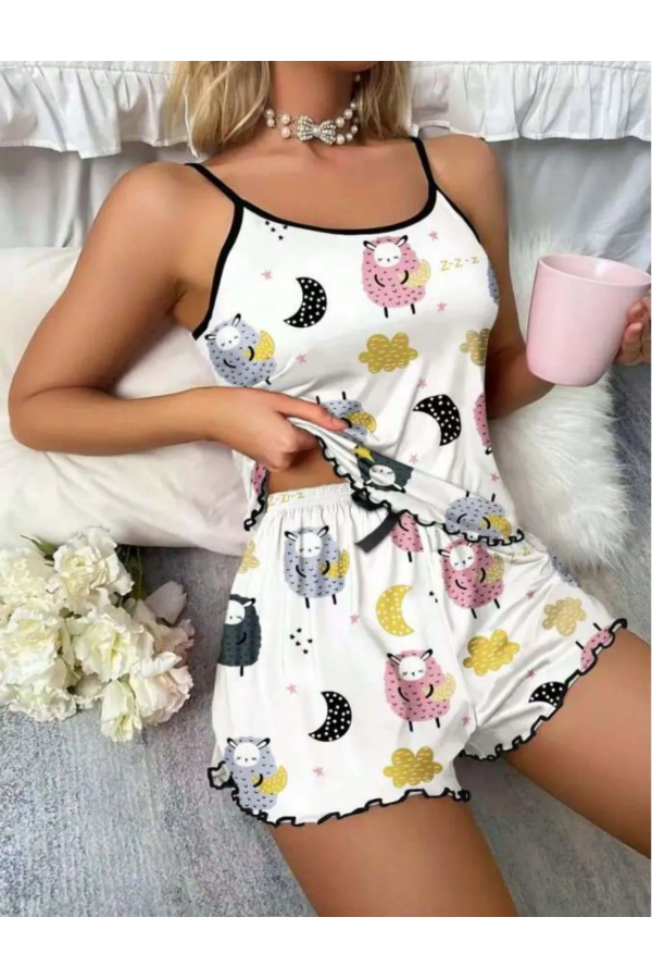 Passione Desenli Örme Şortlu Takım S-46