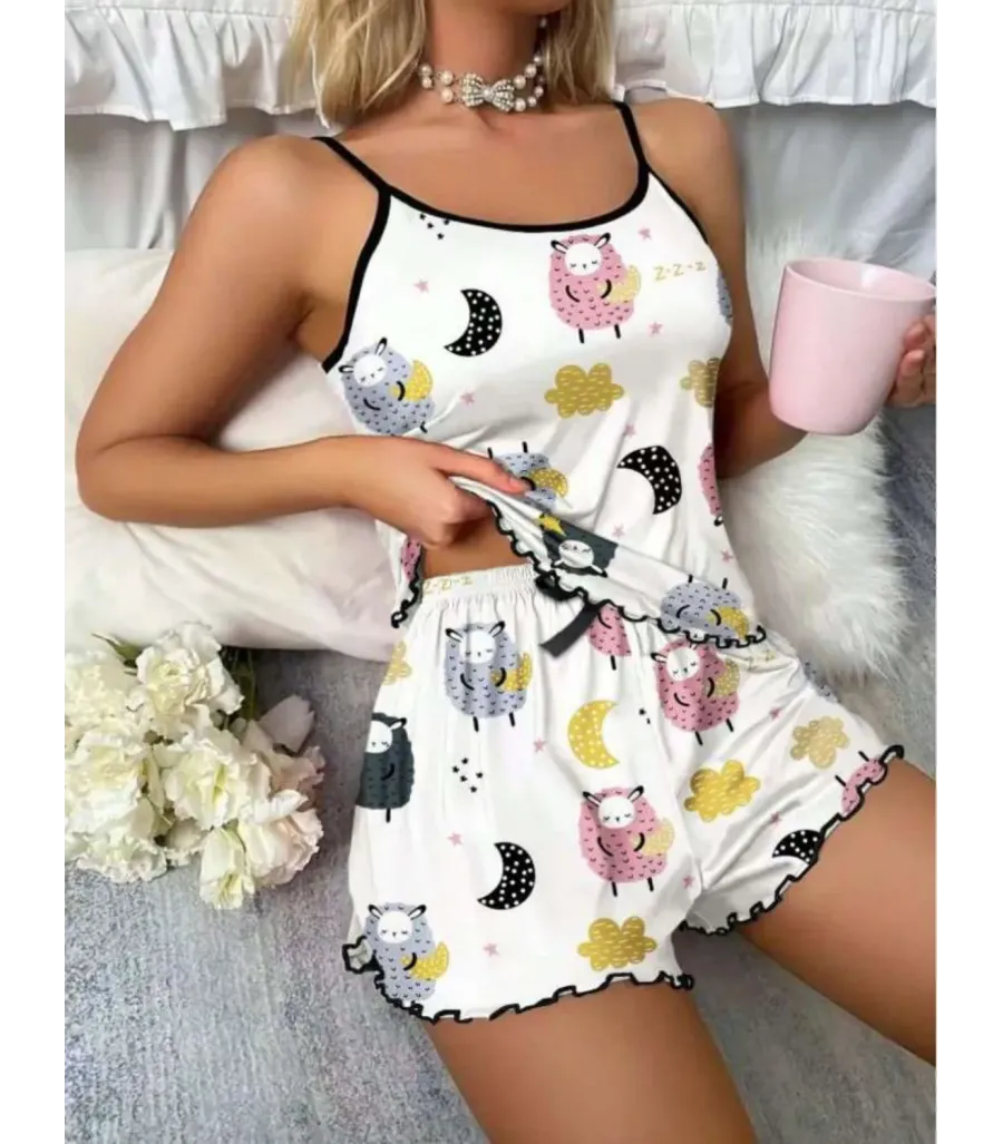 Passione Desenli Örme Şortlu Takım S-46