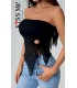 Kiss Me Bağlamalı Crop Bluz - Kod 5094
