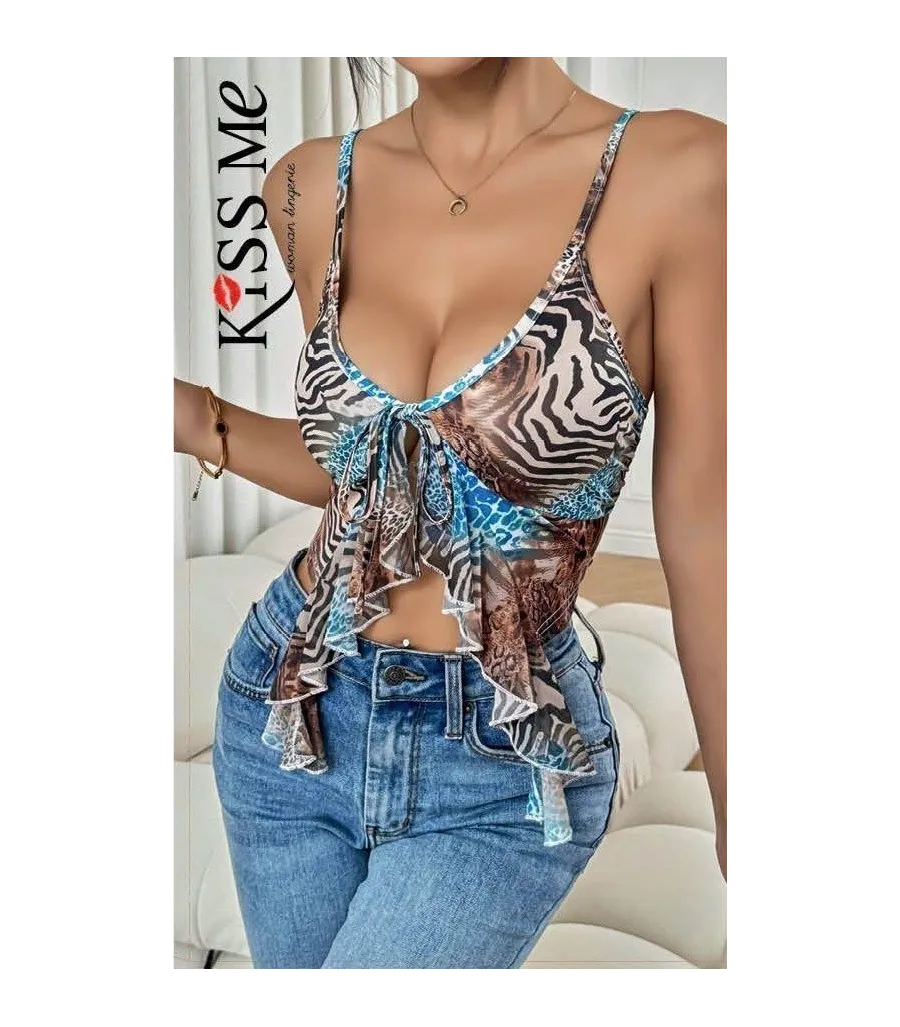 Kiss Me Bağlamalı Crop Bluz - Kod 5091