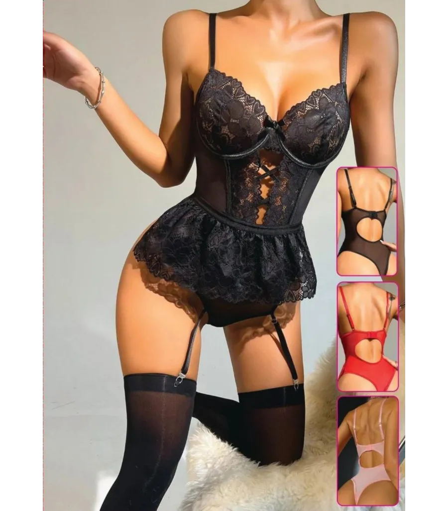 New Dreams Dantelli Bağcıklı Korse Takımı