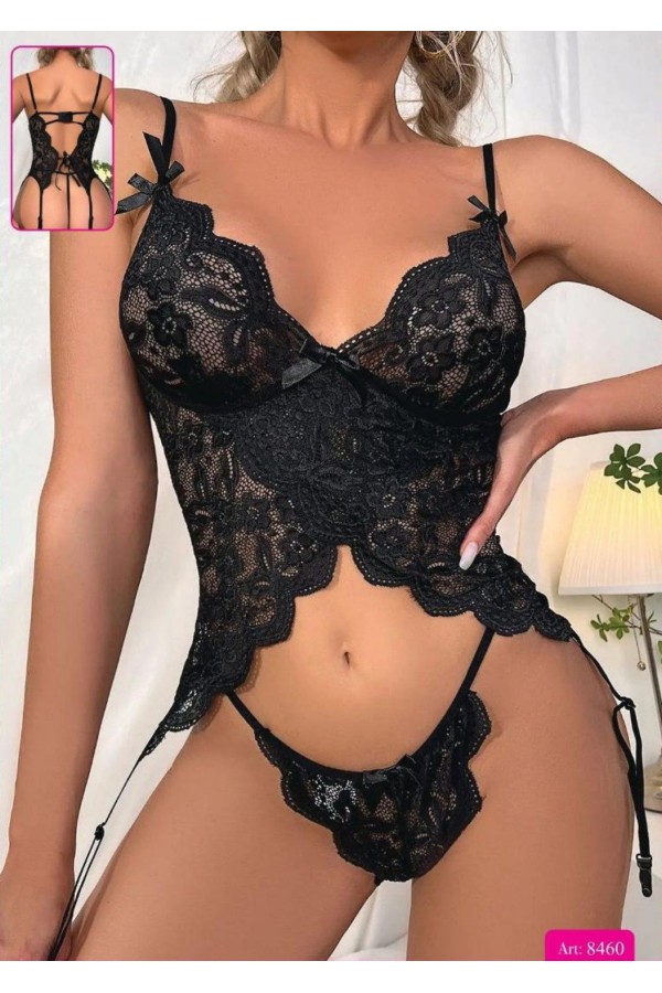 New Dreams Siyah Dantelli Jartiyerli Sütyen Takımı