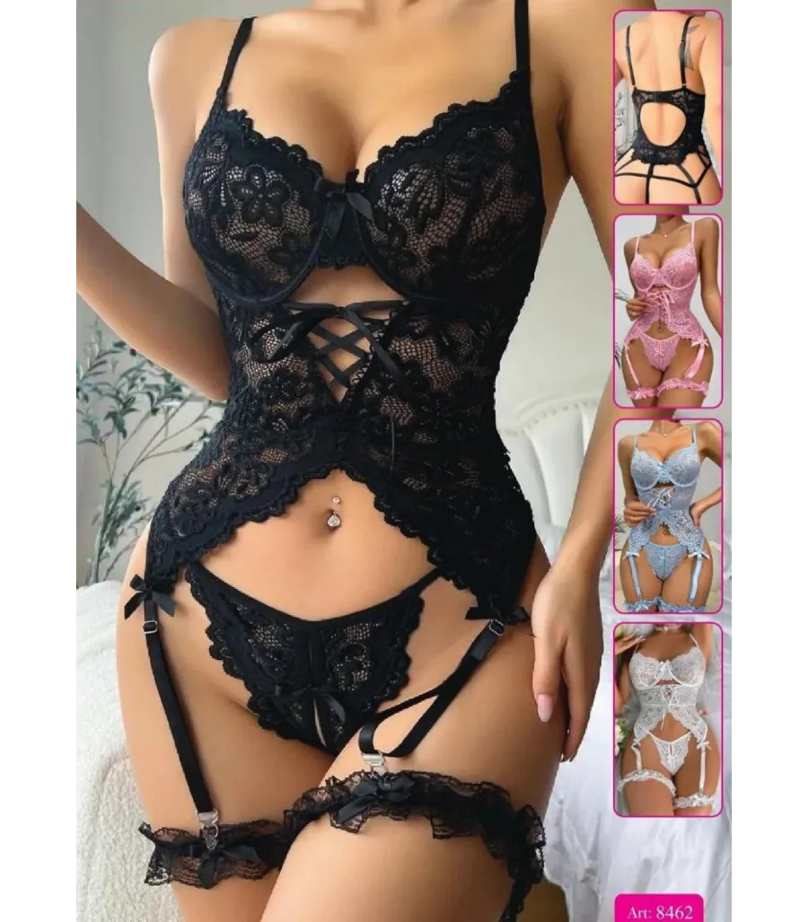 New Dreams Dantelli Bağcıklı Jartiyerli Korse Takımı