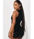 New Dreams Siyah Payetli Bağcıklı Elbise