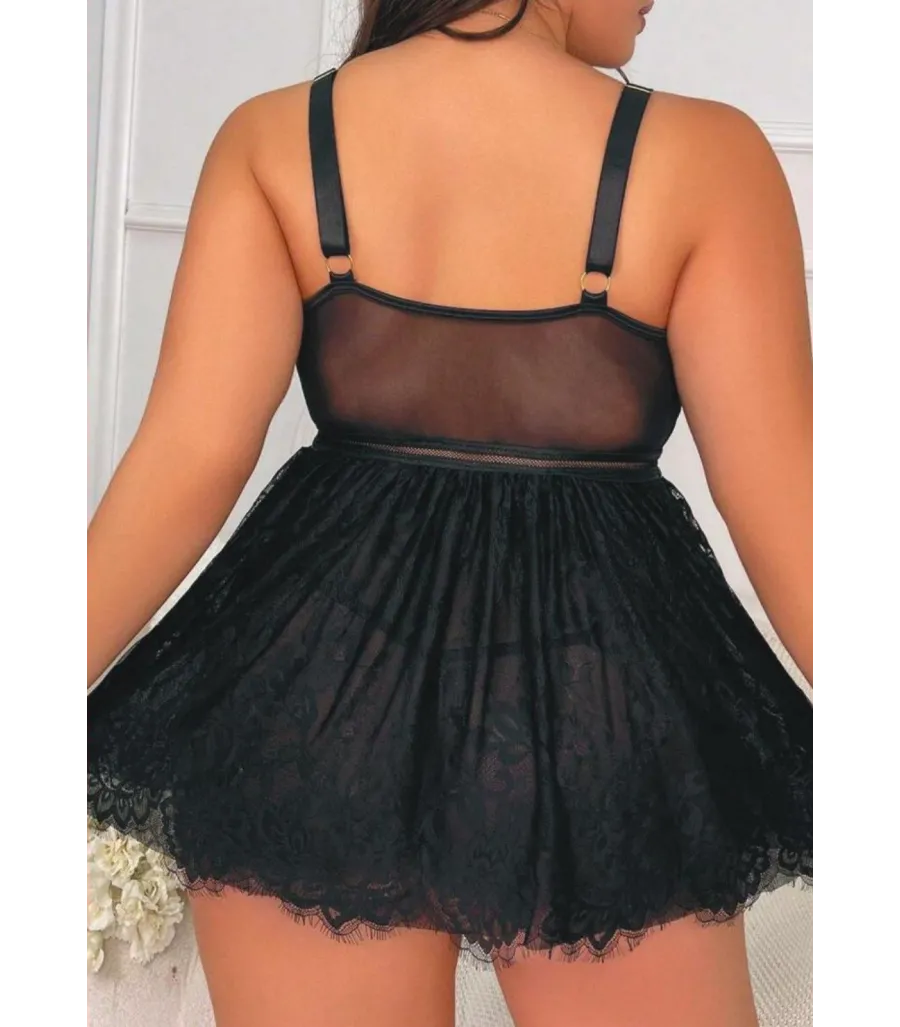 New Dreams Siyah Fileli Şifon Babydoll