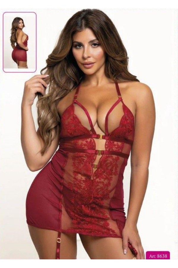 New Dreams Bordo Dantelli Jartiyerli Babydoll