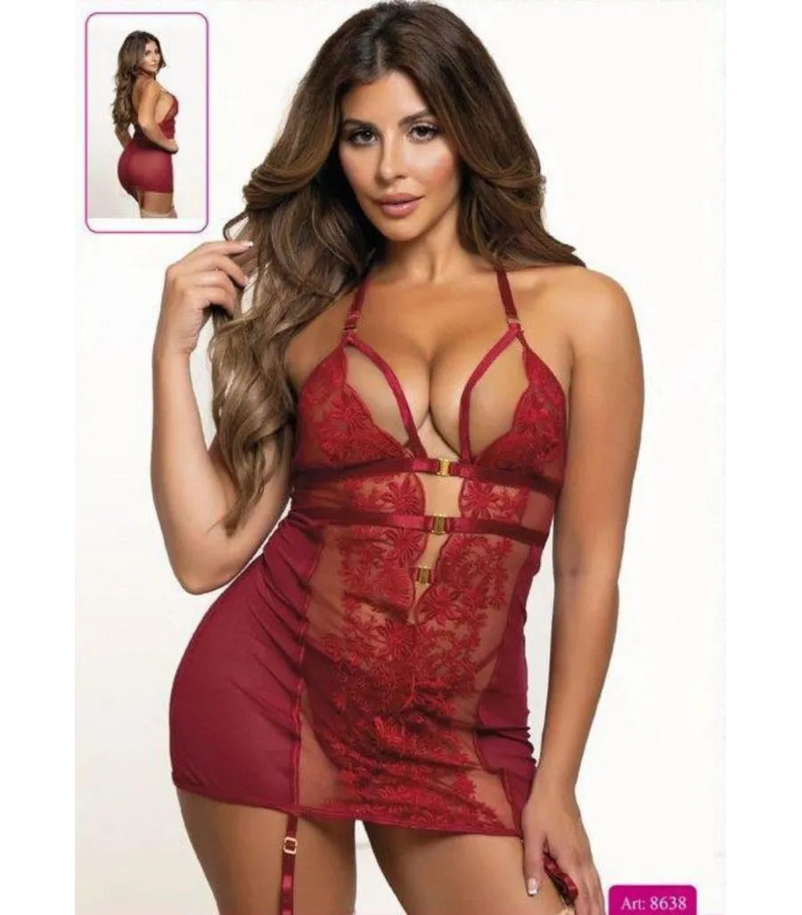 New Dreams Bordo Dantelli Jartiyerli Babydoll