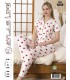Toptan Atlas Life Gömlek Yaka Kısa Kollu Pijama Takımı Beyaz Büyük Kalp Desenli Normal