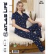 Toptan Atlas Life Gömlek Yaka Kısa Kollu Pijama Takımı Lacivert Kalp Desenli Battal