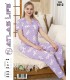 Toptan Atlas Life Gömlek Yaka Kısa Kollu Pijama Takımı Lila Tavşan Desenli Battal