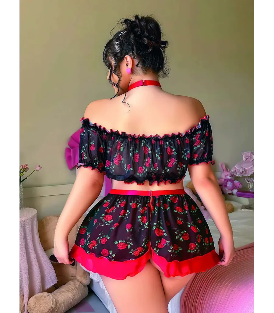 Desenli Takım Kırmızı