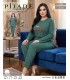 Toptan Pijade 3005 Baby Love Baskılı Fitilli Kadın Pijama Takımı Koyu Yeşil