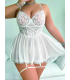 Nightlight Büyük Beden Beyaz Dantelli Babydoll 3886-1
