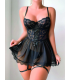 Nightlight Siyah Dantelli Babydoll 7053