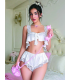 Nightlight Beyaz Saten Fırfırlı Şortlu Takım 3748