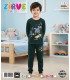 Zirve Kids Erkek Koyu Yeşil Baskılı Çocuk Pijama Takımı