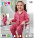 Zirve Kids Kız Fuşya Yıldız Desenli Gömlek Yaka Çocuk Pijama Takımı