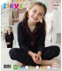 Zirve Kids Kız Lacivert Desenli Gömlek Yaka Çocuk Pijama Takımı