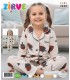 Zirve Kids Kız Krem Çilek Desenli Gömlek Yaka Çocuk Pijama Takımı