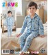 Zirve Kids Erkek Mavi Desenli Gömlek Yaka Çocuk Pijama Takımı