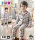 Zirve Kids Erkek Gri Desenli Gömlek Yaka Çocuk Pijama Takımı