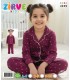 Zirve Kids Kız Bordo Yıldız Desenli Gömlek Yaka Çocuk Pijama Takımı