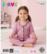 Zirve Kids Kız Pembe Desenli Gömlek Yaka Çocuk Pijama Takımı