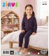 Zirve Kids Kız Lacivert Çiçek Desenli Gömlek Yaka Çocuk Pijama Takımı