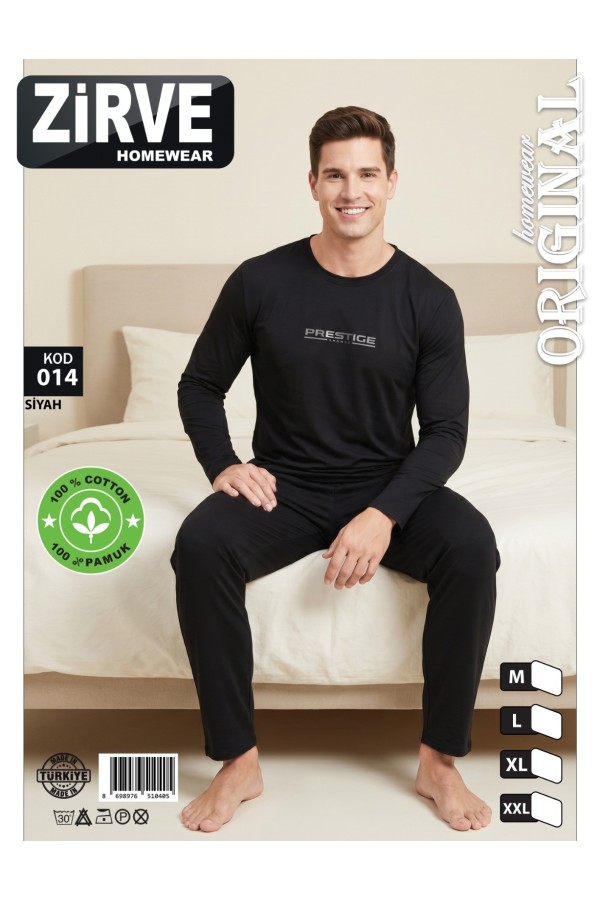 Zirve Siyah Erkek Penye Pijama Takımı