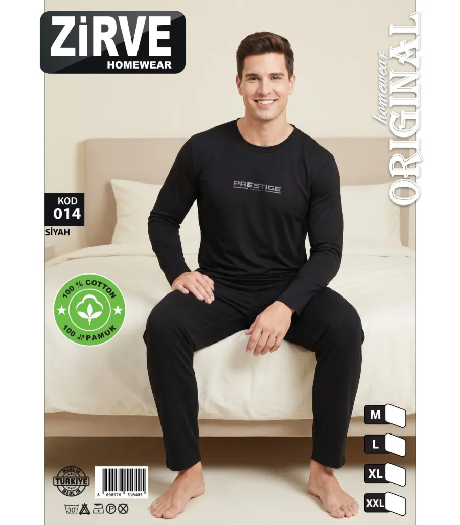 Zirve Siyah Erkek Penye Pijama Takımı