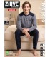 Zirve Gri Lacivert Erkek Selanik Kışlık Pijama Takımı