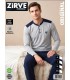 Zirve Açık Gri Lacivert Erkek Penye İnterlok Pijama Takımı