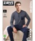 Zirve Gri Mavi Cepli Erkek Penye İnterlok Pijama Takımı